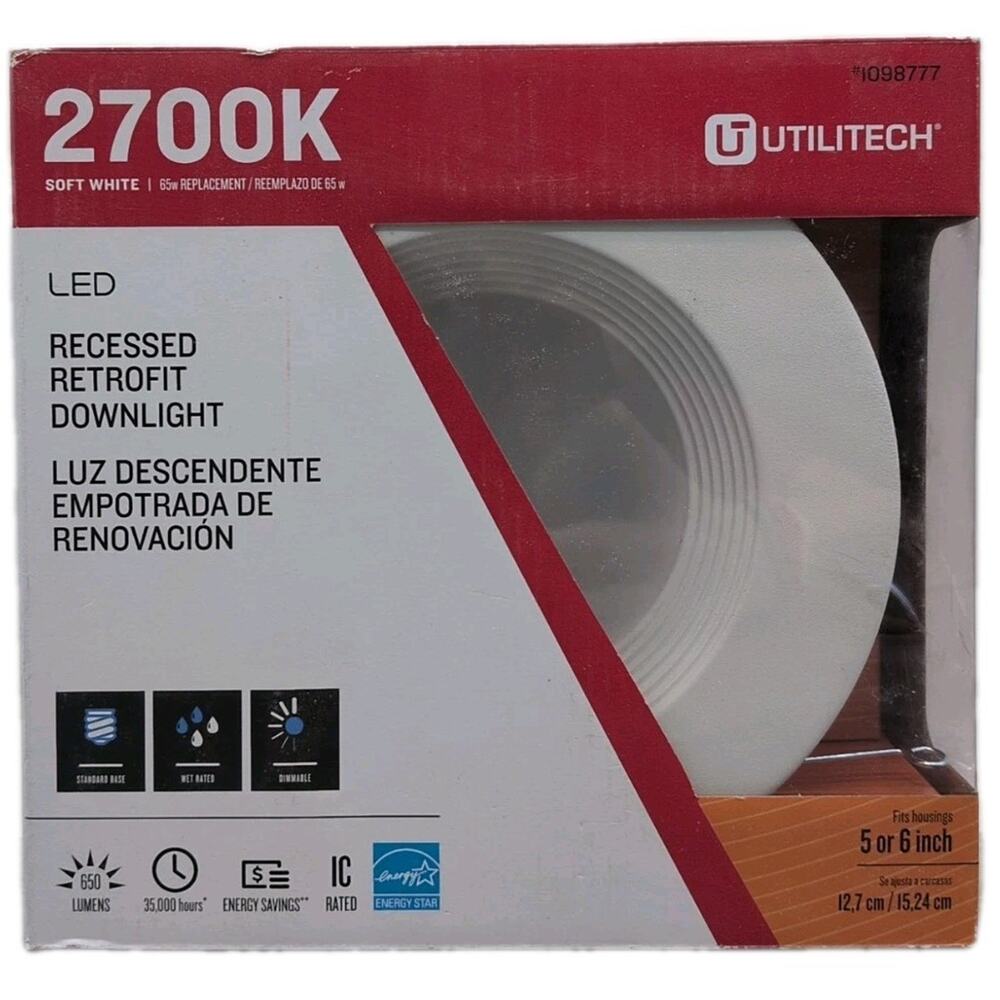 Utilitech LED 2700K White 650 Lumens Recessed Retrofit Downlight [108]